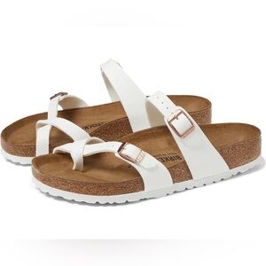 BIRKENSTOCK Women’s Mayari Buckled Slide Sandal in White sz US 9/9.5